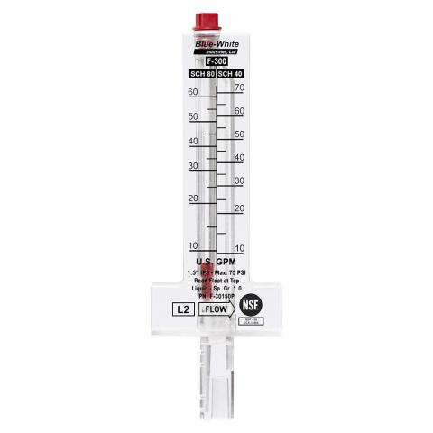 Blue-White F-30300P Flow Meter, PVC 3", 80-300gpm